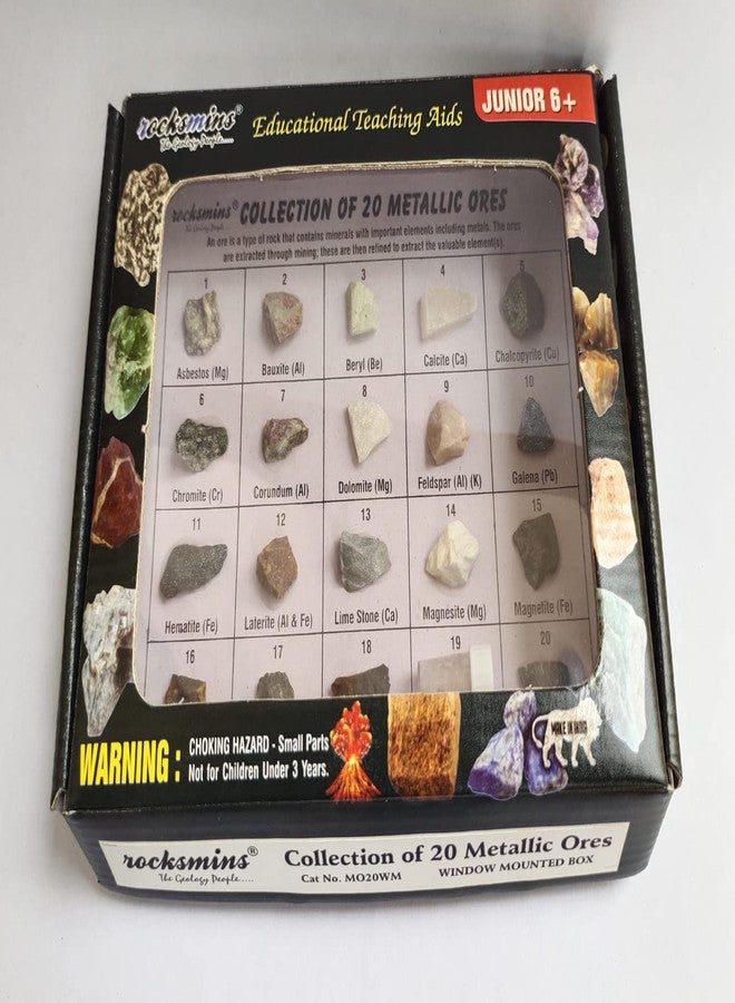 روكسمينز مجموعة روكسمنز MO20WM-SC من 20 خامًا معدنيًا، مجموعة من 20 عينة تعليمية، مناسبة لأنشطة علم الجيولوجيا وعلوم الأرض، ألعاب تعليمية رائعة للأطفال في مجالات العلوم والتكنولوجيا والهندسة والرياضيات (STEM) - SC - Image 3